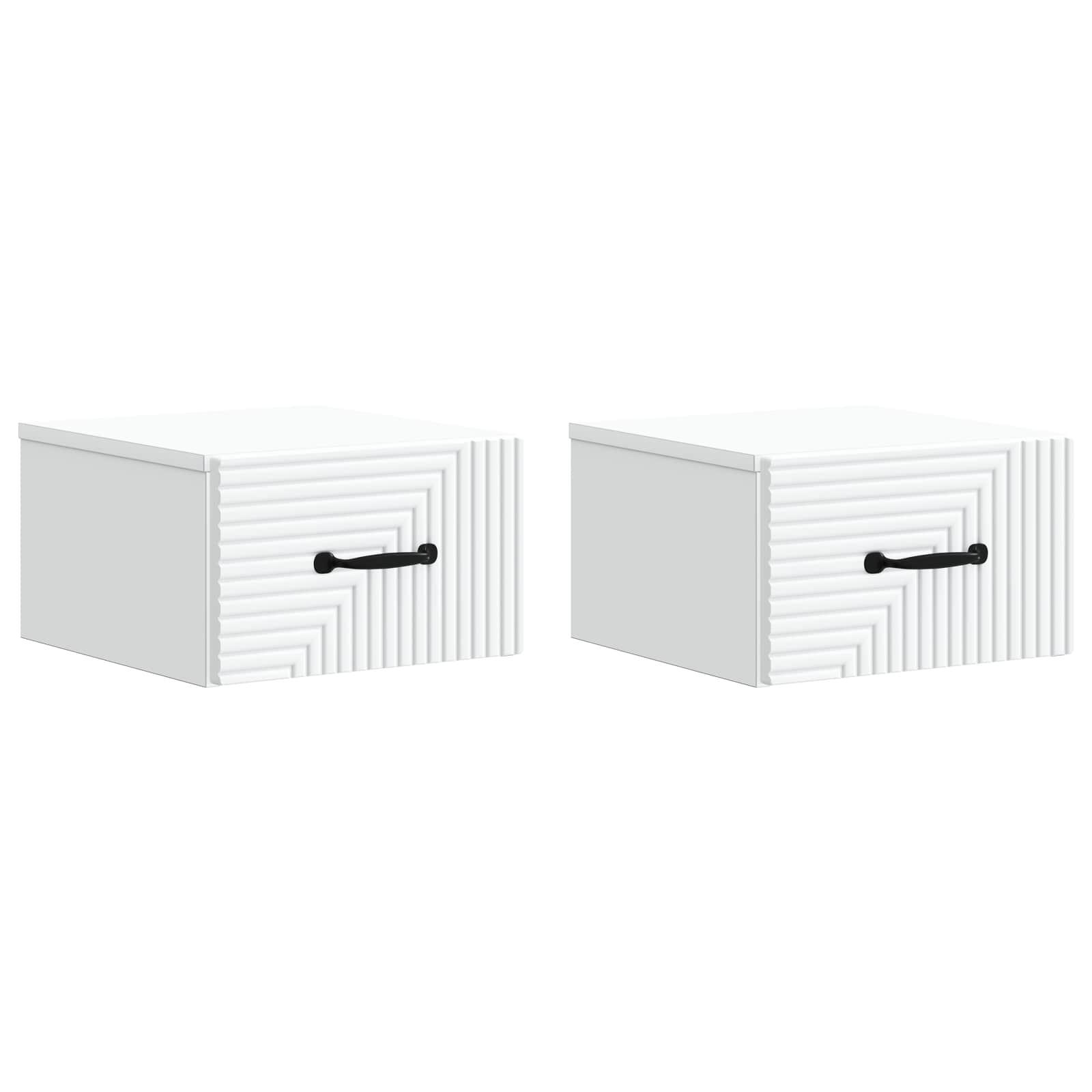 Væghængt Natbord 2 stk Hvid 34,5 x 33 x 20 cm Konstrueret træ billede