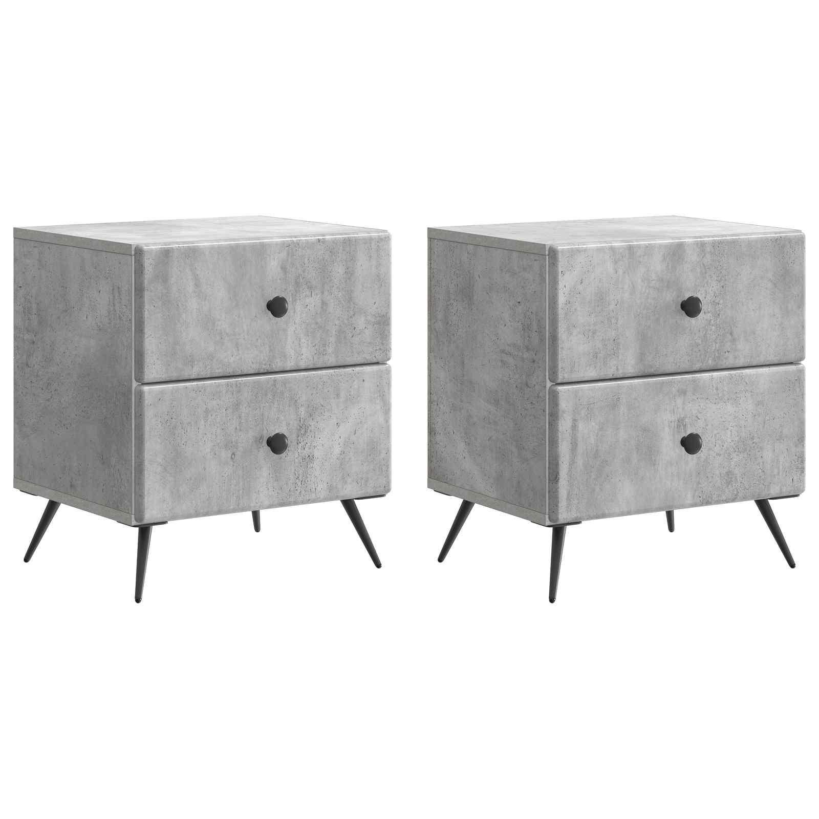 Natskab 2 stk Betongrå 43 x 34,5 x 47,5 cm Konstrueret træ billede