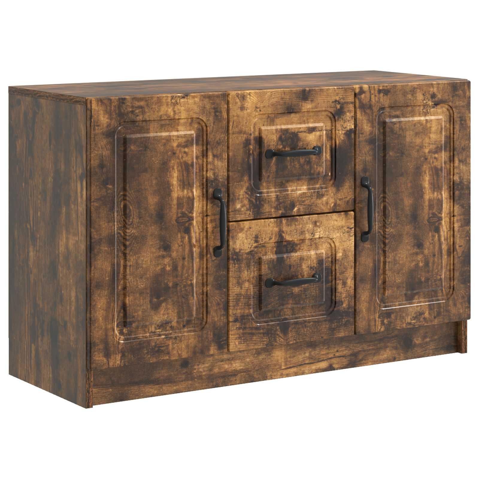 Sidebord med skuffe Røget eg 89 x 34,5 x 57 cm Konstrueret træ billede