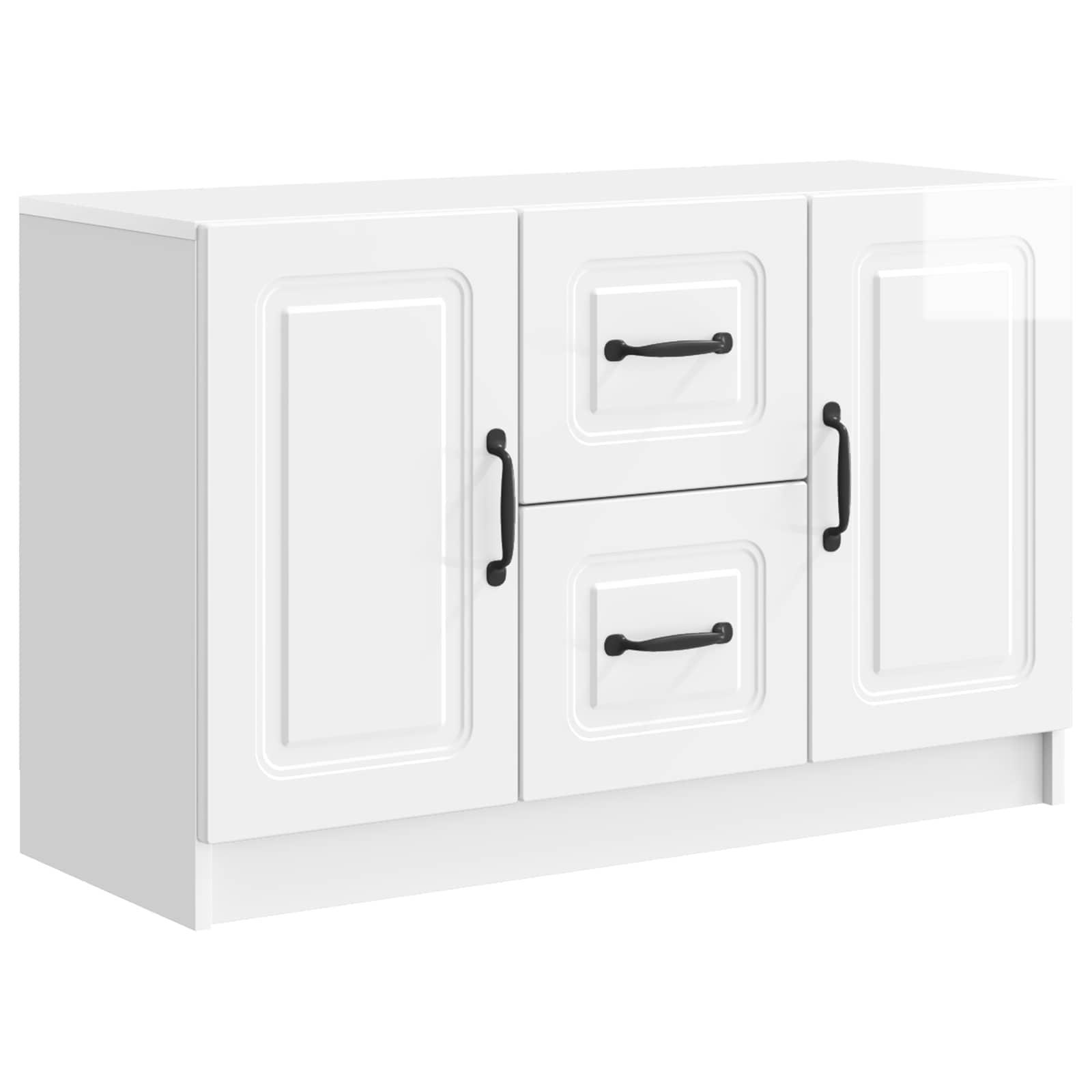 Sidebord Hvid højglans 89 x 34,5 x 57 cm Konstrueret træ billede