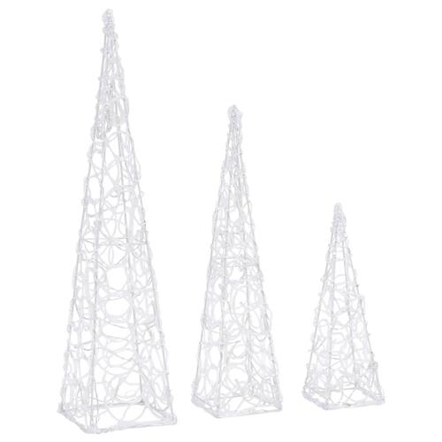 Dekorativt LED-lyskeglesæt 30/45/60 cm akryl kold hvid