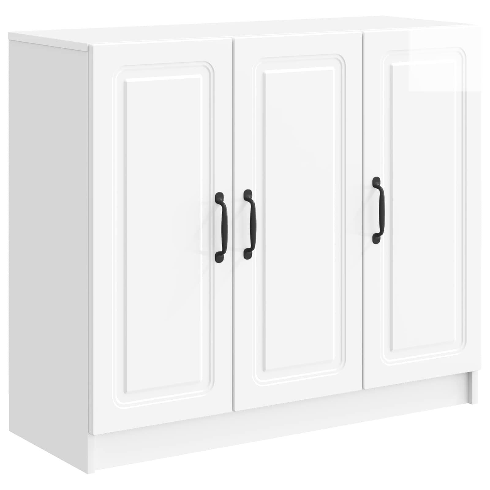 Sidebord Hvid højglans 89 x 34,5 x 77 cm Konstrueret træ billede