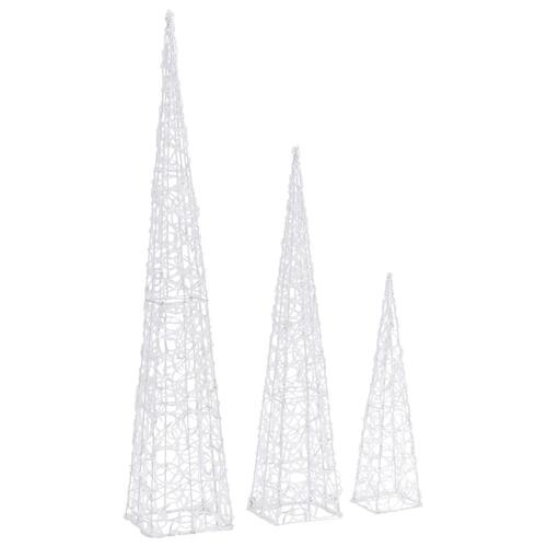 Dekorativt LED-lyskeglesæt 60/90/120 cm akryl varm hvid