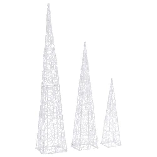 Dekorativt LED-lyskeglesæt 60/90/120 cm akryl kold hvid