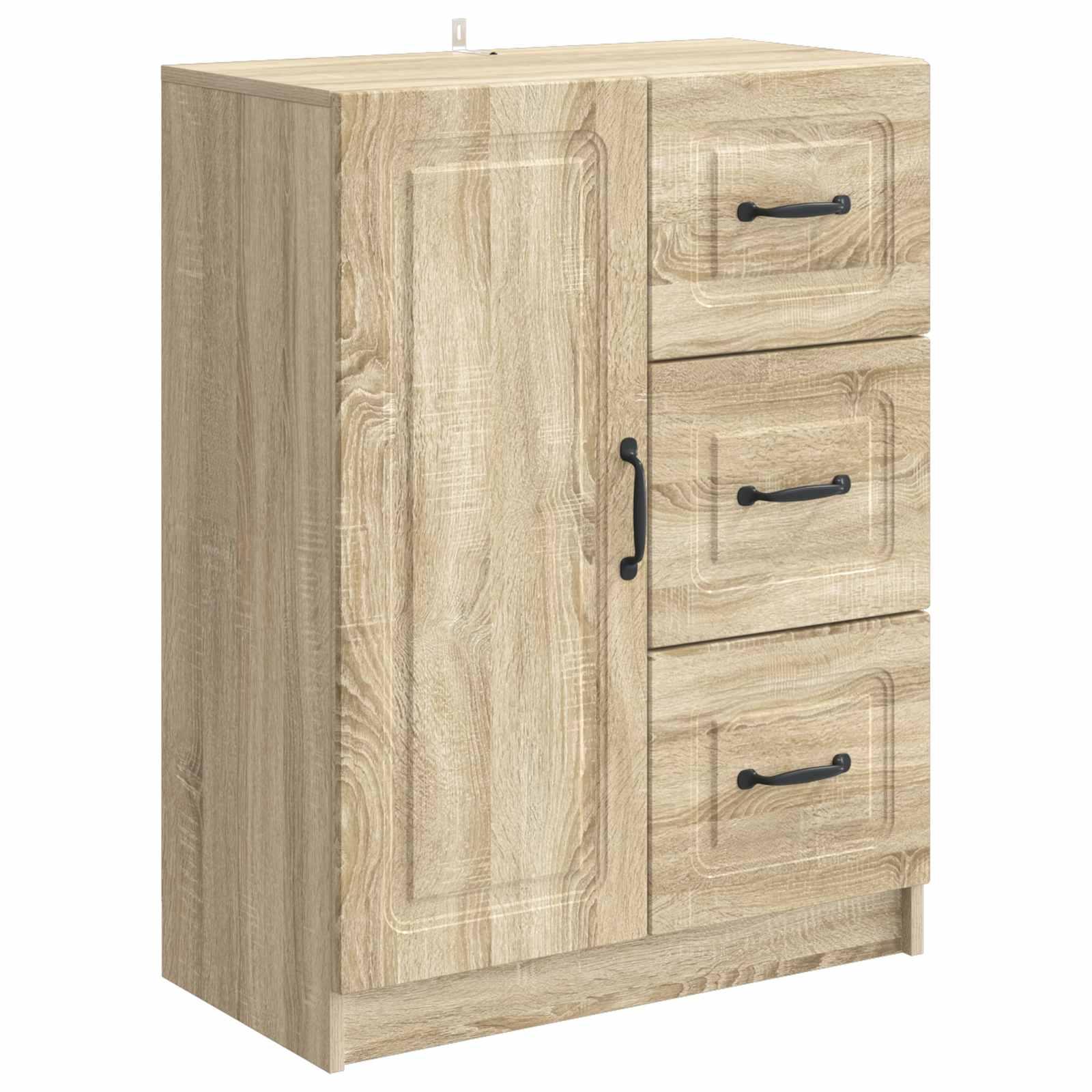 Sideboard i Sonoma-eg, 66 × 34,5 × 87 cm - konstrueret træ billede