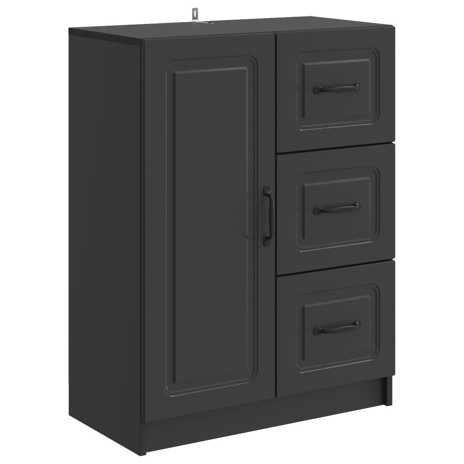 Sidebord med skuffe Sort 66 x 34,5 x 87 cm Konstrueret træ billede