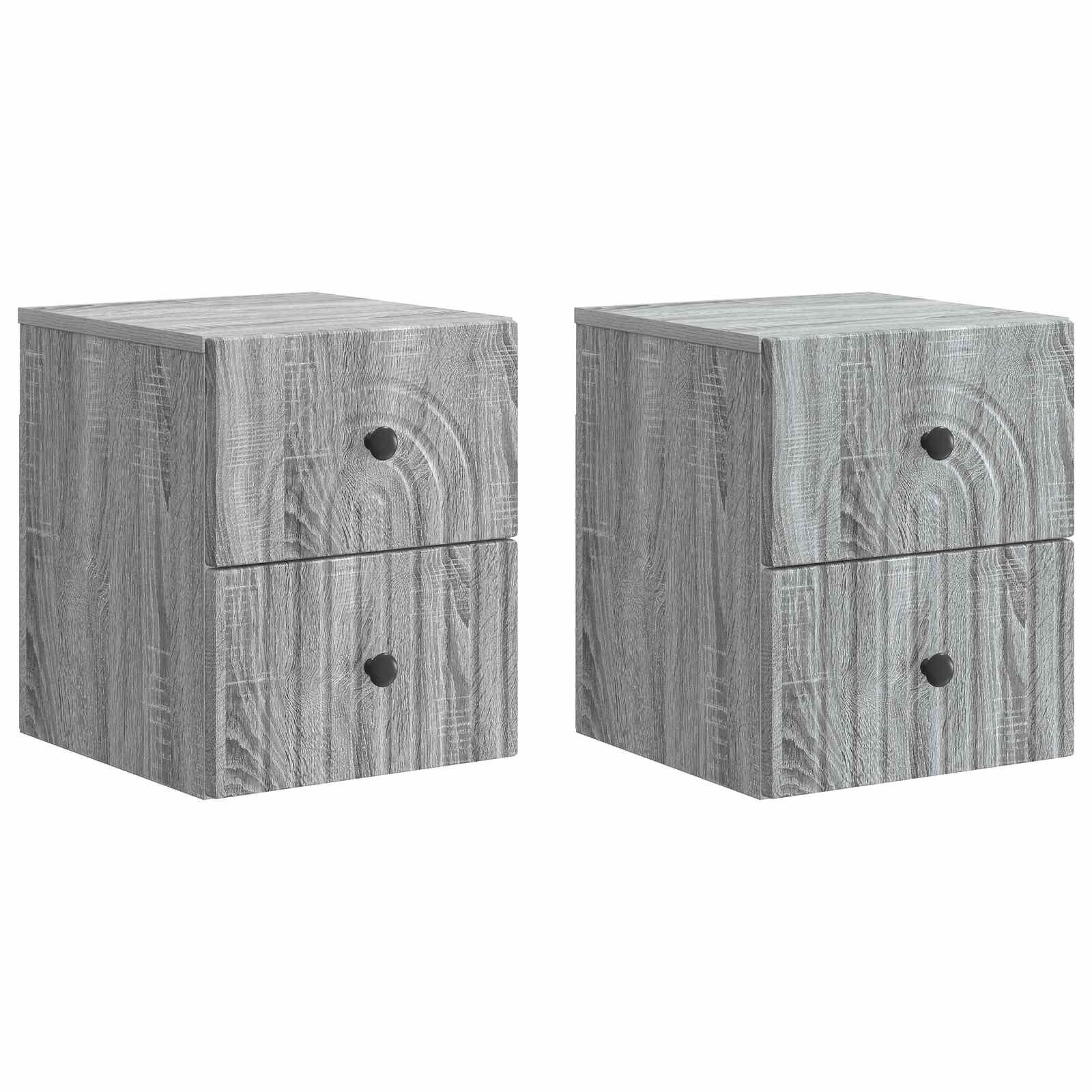 Væghængt Natbord 2 stk Grå sonoma-eg 33 x 34,5 x 40 cm billede