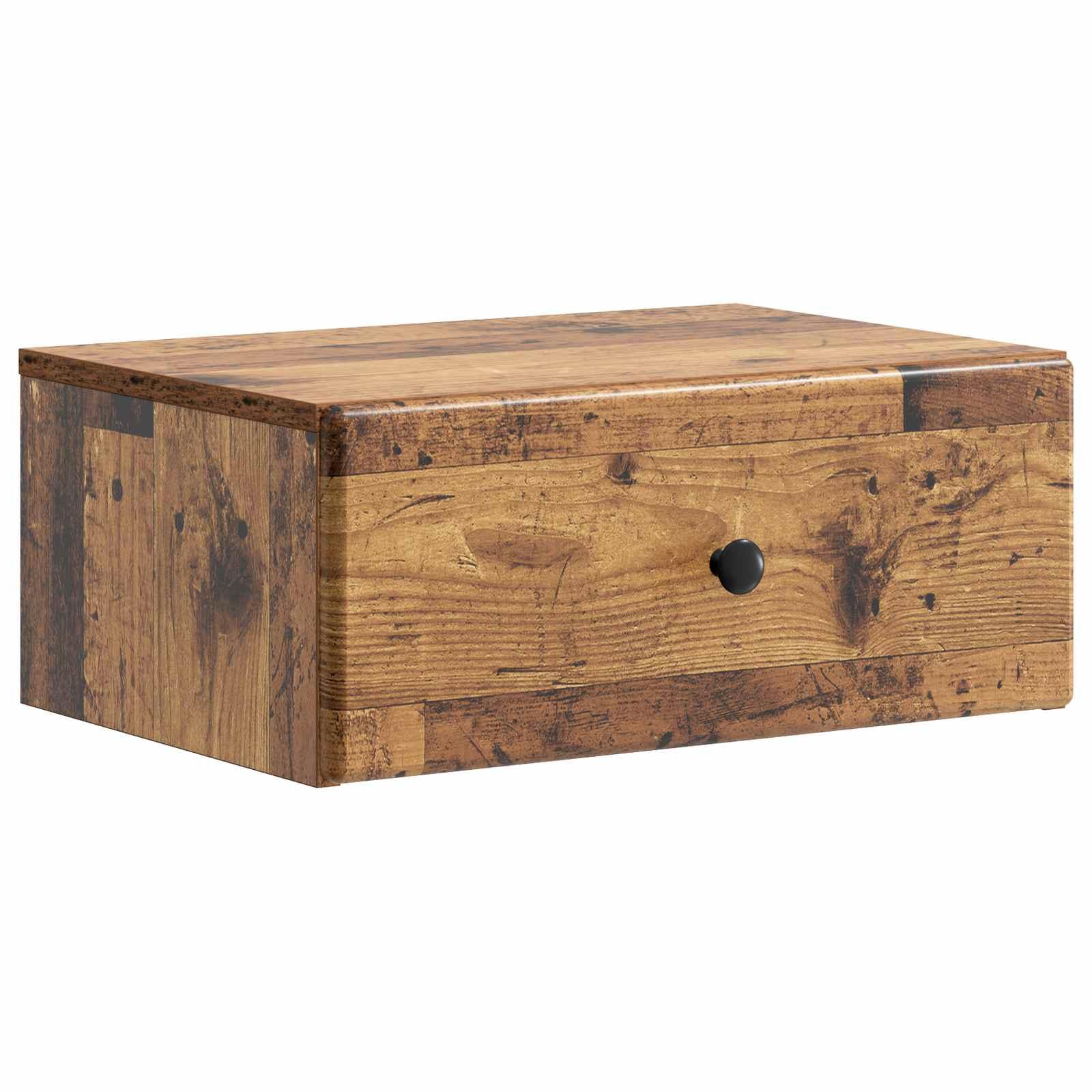 Væghængt Natbord Gammelt træ 49 x 34,5 x 20 cm Konstrueret træ billede