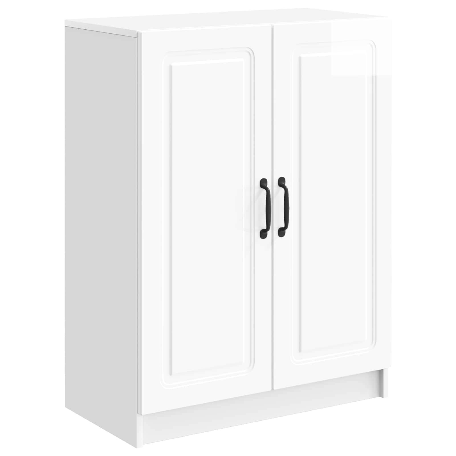 Sidebord Hvid højglans 66 x 34,5 x 87 cm Konstrueret træ billede