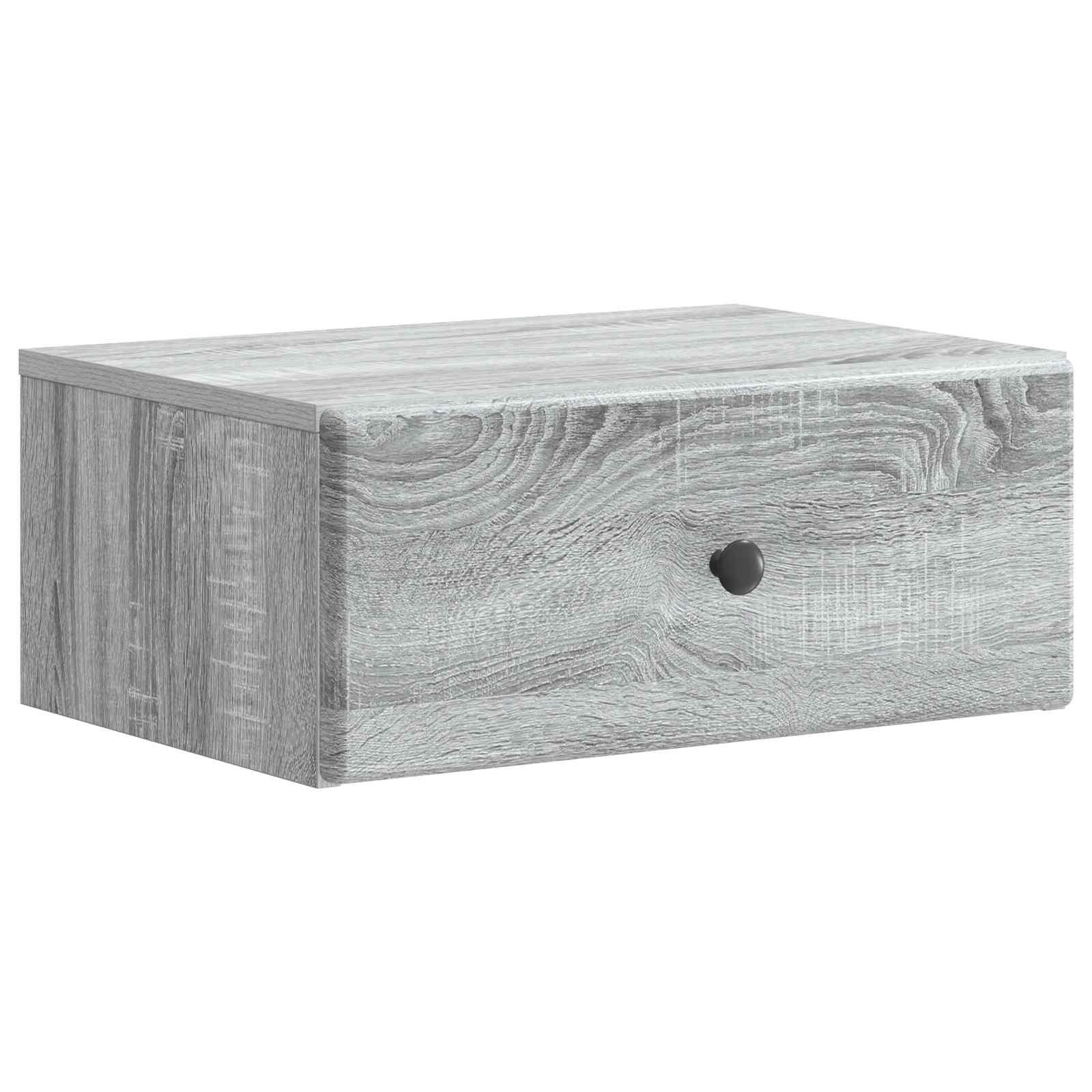 Væghængt Natbord med skuffe Grå sonoma-eg 49 x 34,5 x 20 cm billede