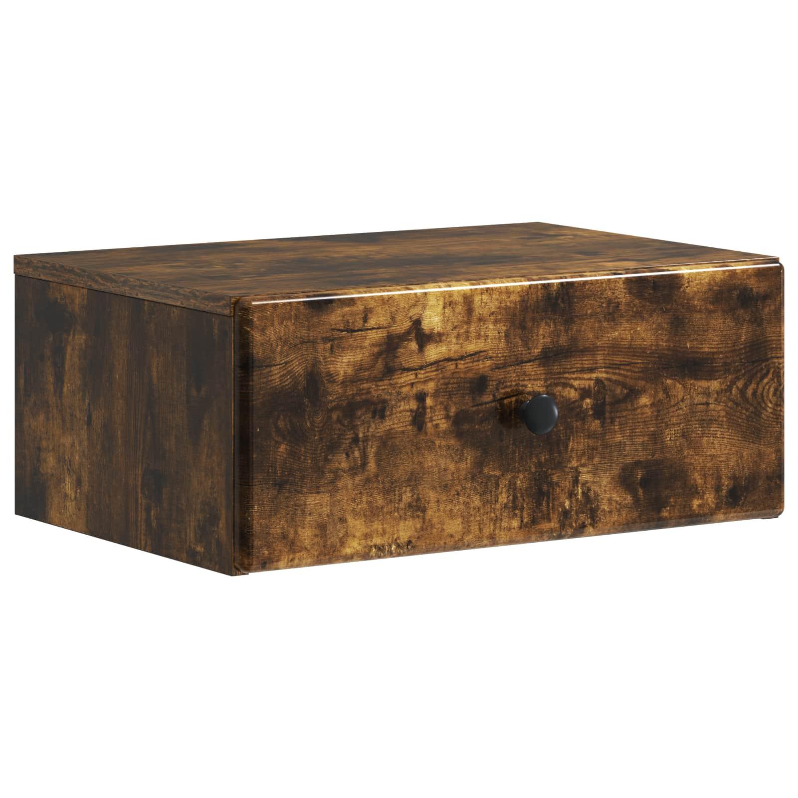 Væghængt Natbord Røget eg 49 x 34,5 x 20 cm Konstrueret træ billede