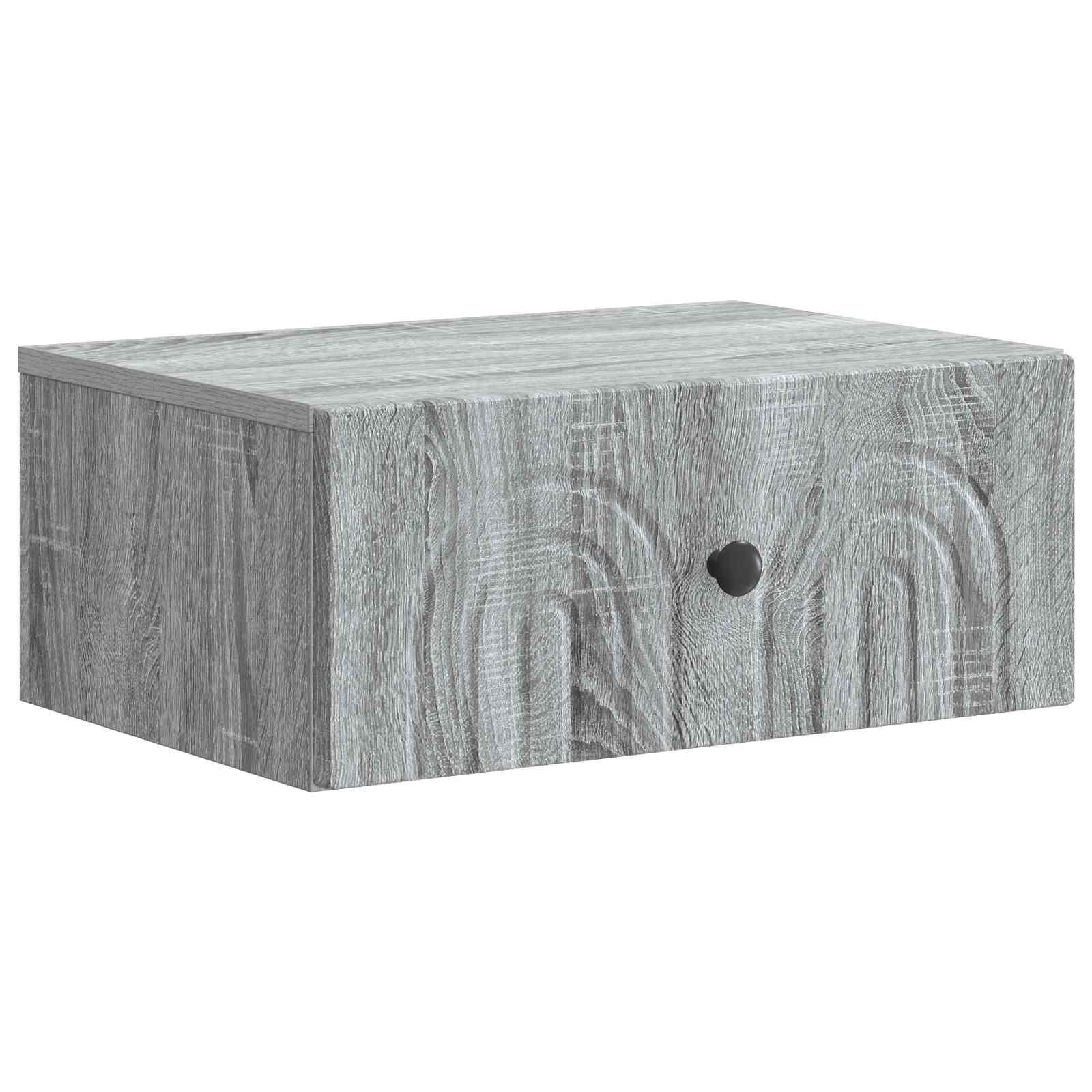 Væghængt Natbord med skuffe Grå sonoma-eg 49 x 34,5 x 20 cm billede