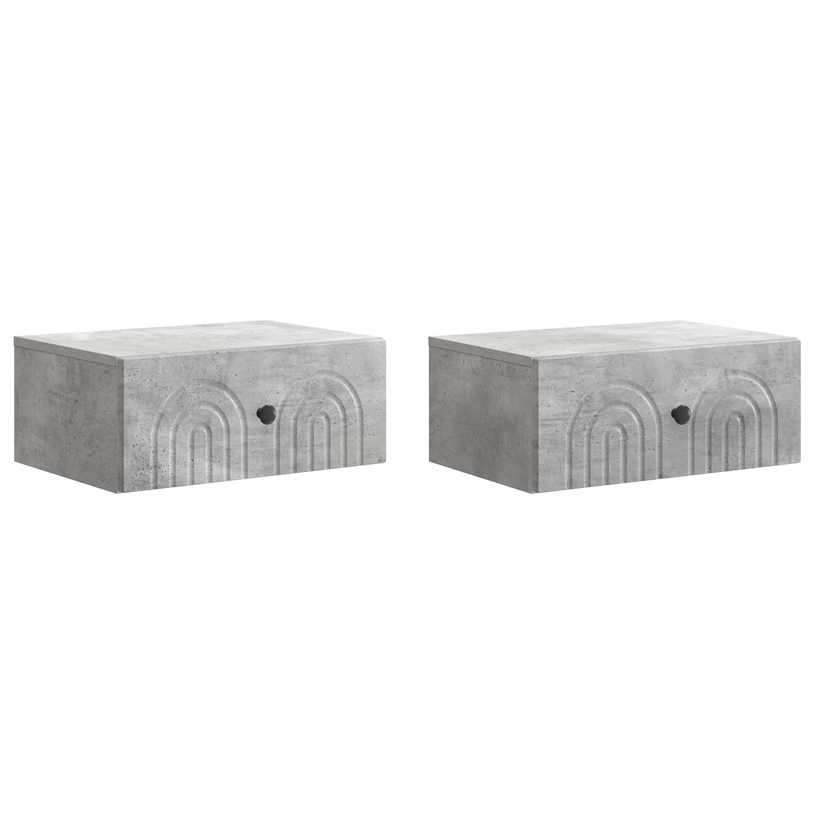 Væghængt Natbord med skuffe 2 stk Betongrå 49 x 34,5 x 20 cm billede