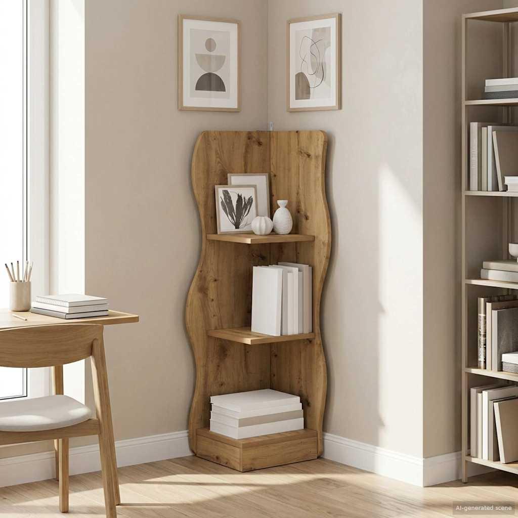 Hjørnehylde Artisan-eg 34 x 33 x 102 cm Konstrueret træ billede