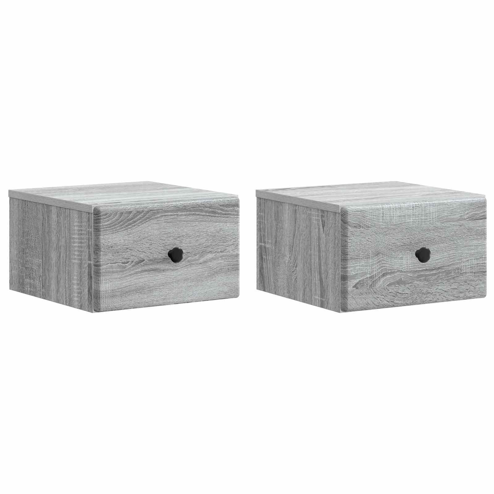 Væghængt Natbord 2 stk Grå sonoma-eg 34,5 x 33 x 20 cm billede