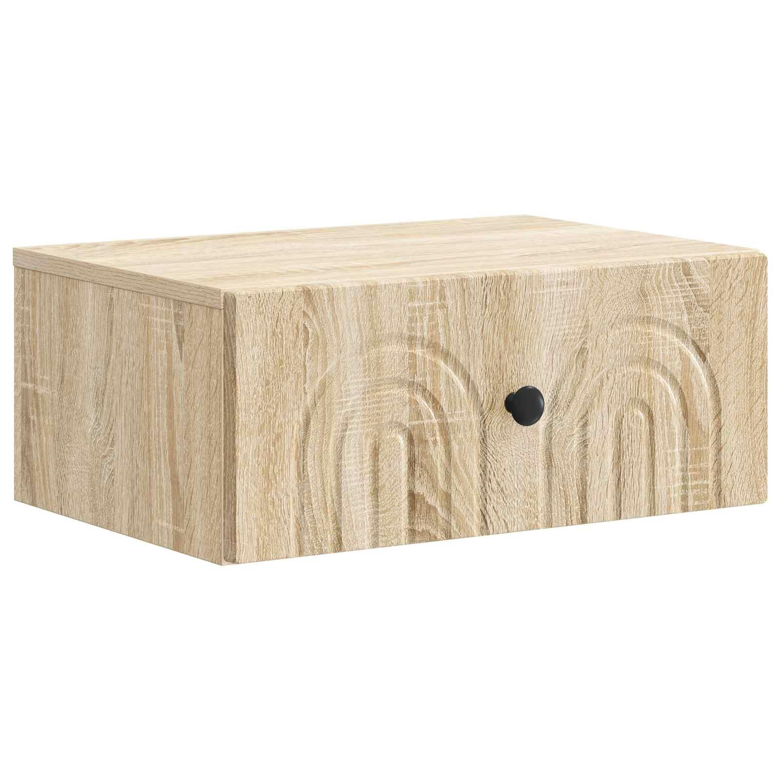 Væghængt Natbord Sonoma-eg 49 x 34,5 x 20 cm Konstrueret træ billede