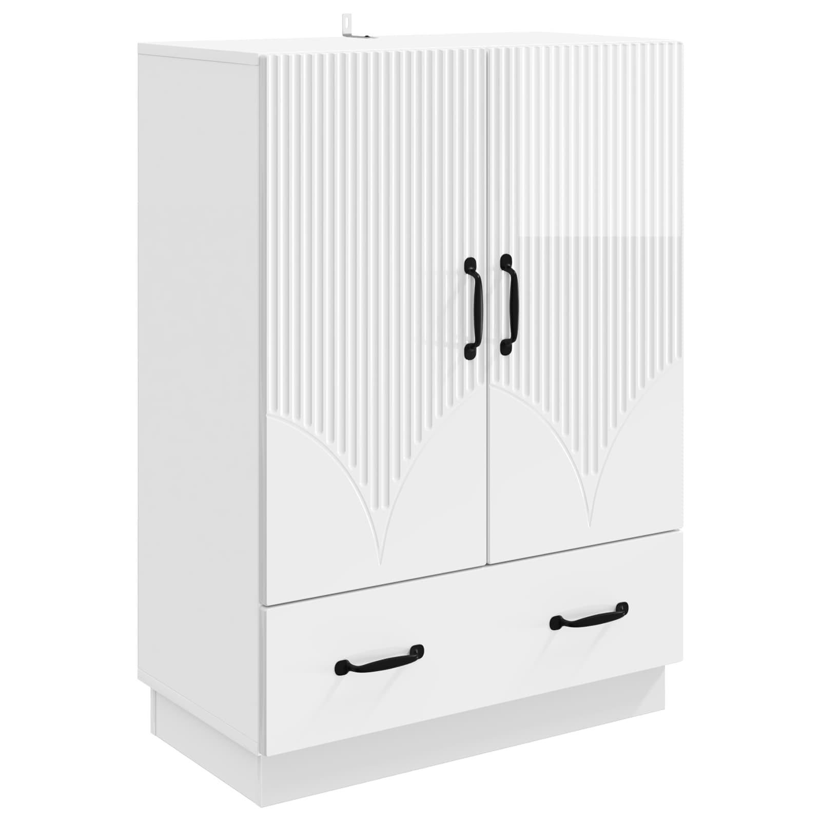Sidebord Hvid højglans 66 x 34,5 x 92 cm Konstrueret træ billede