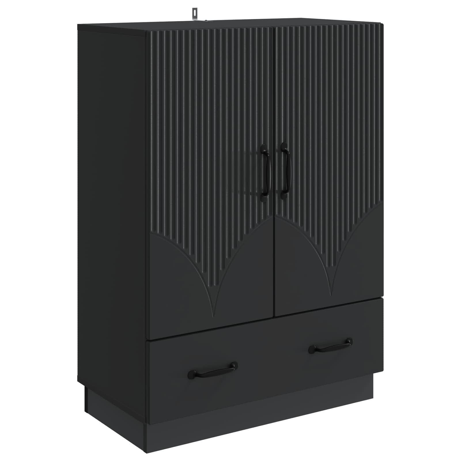 Sidebord med skuffe Sort 66 x 34,5 x 92 cm Konstrueret træ billede