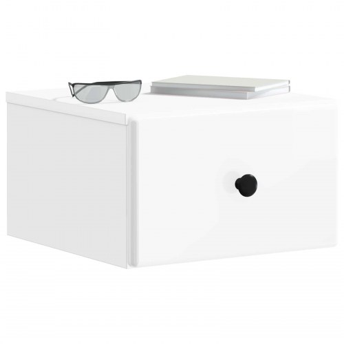 Væghængt Natbord 2 stk Hvid højglans 34,5 x 33 x 20 cm