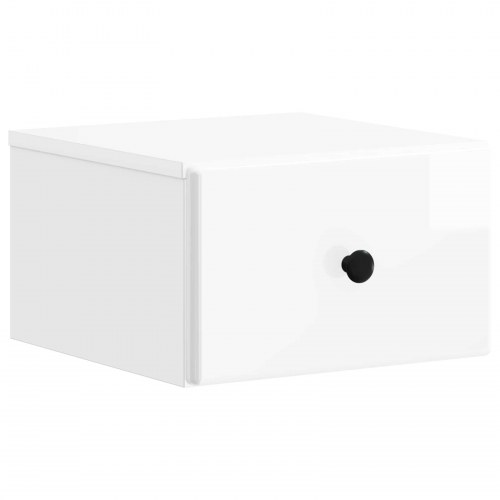 Væghængt Natbord 2 stk Hvid højglans 34,5 x 33 x 20 cm