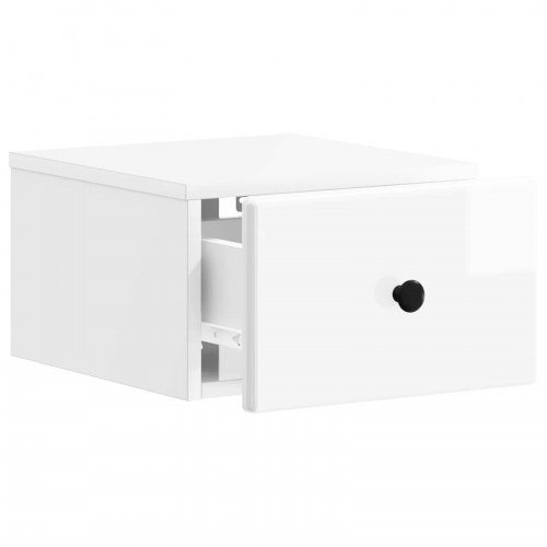Væghængt Natbord 2 stk Hvid højglans 34,5 x 33 x 20 cm