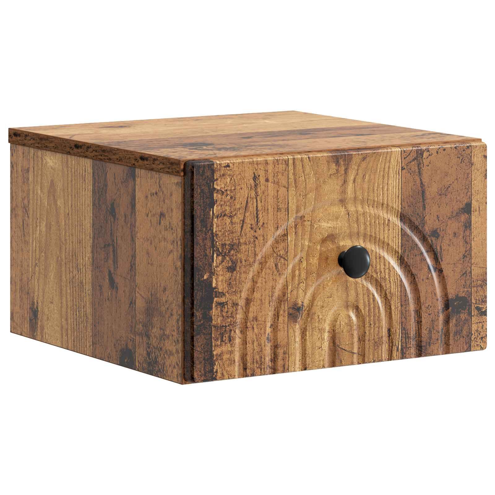 Væghængt Natbord Gammelt træ 33 x 34,5 x 20 cm Konstrueret træ billede