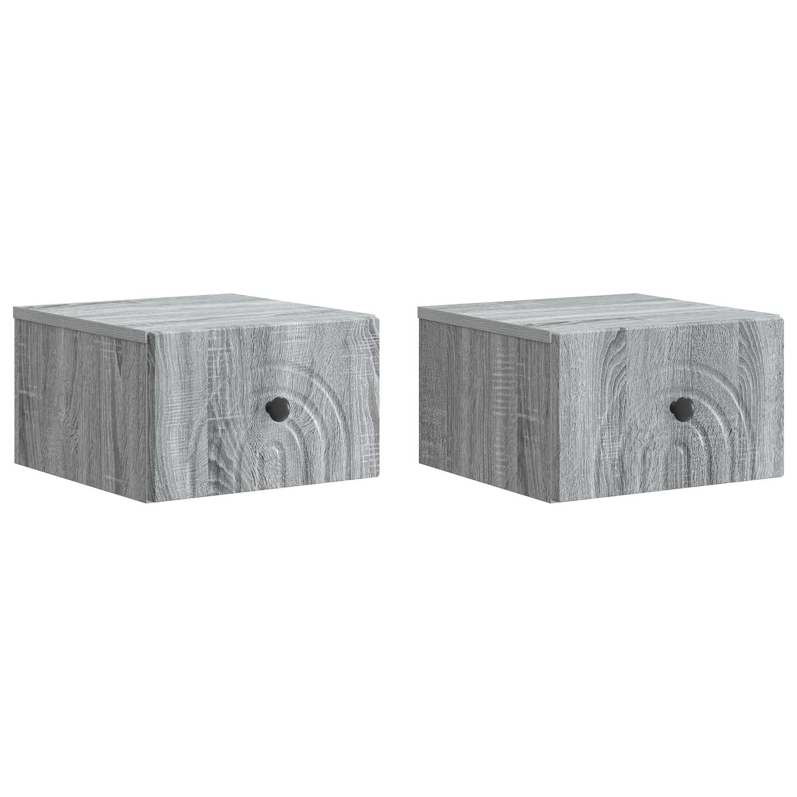 Væghængt Natbord 2 stk Grå sonoma-eg 33 x 34,5 x 20 cm billede
