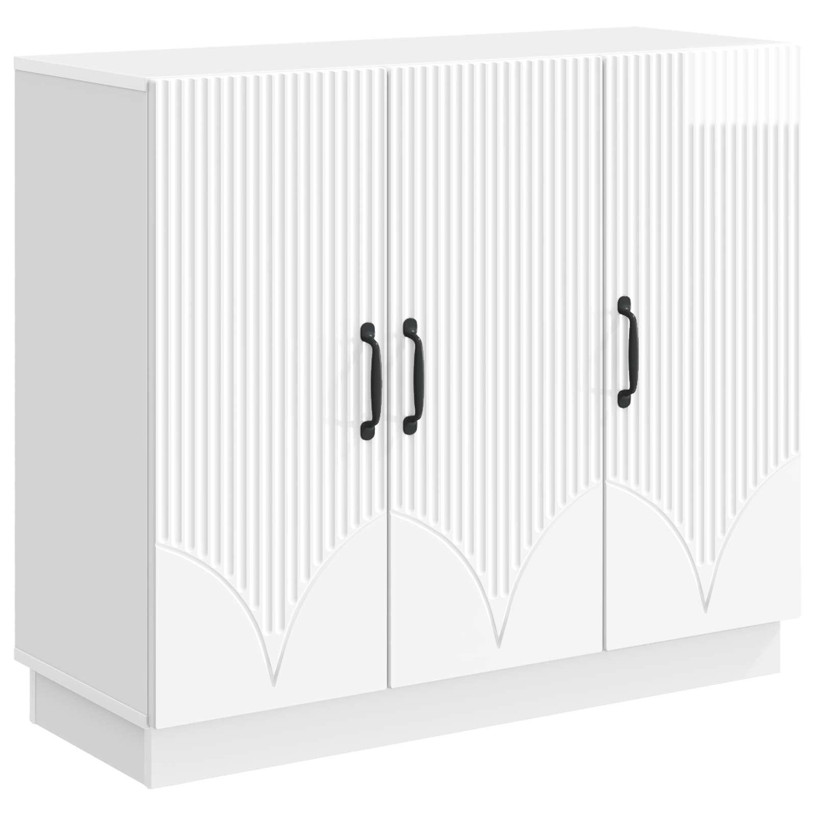 Sidebord Hvid højglans 89 x 34,5 x 77 cm Konstrueret træ billede