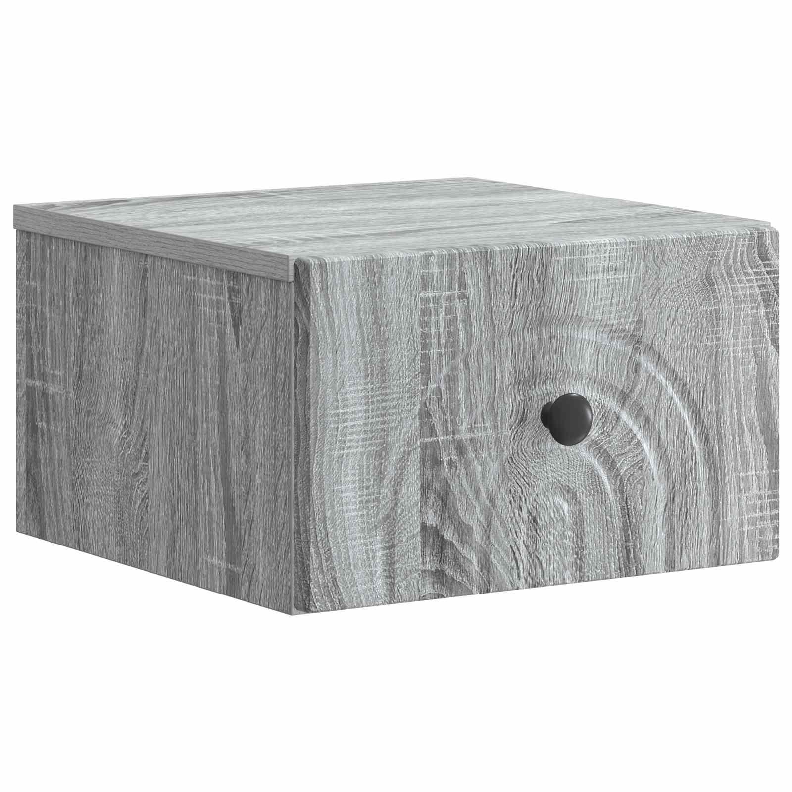 Væghængt Natbord med skuffe Grå sonoma-eg 33 x 34,5 x 20 cm billede