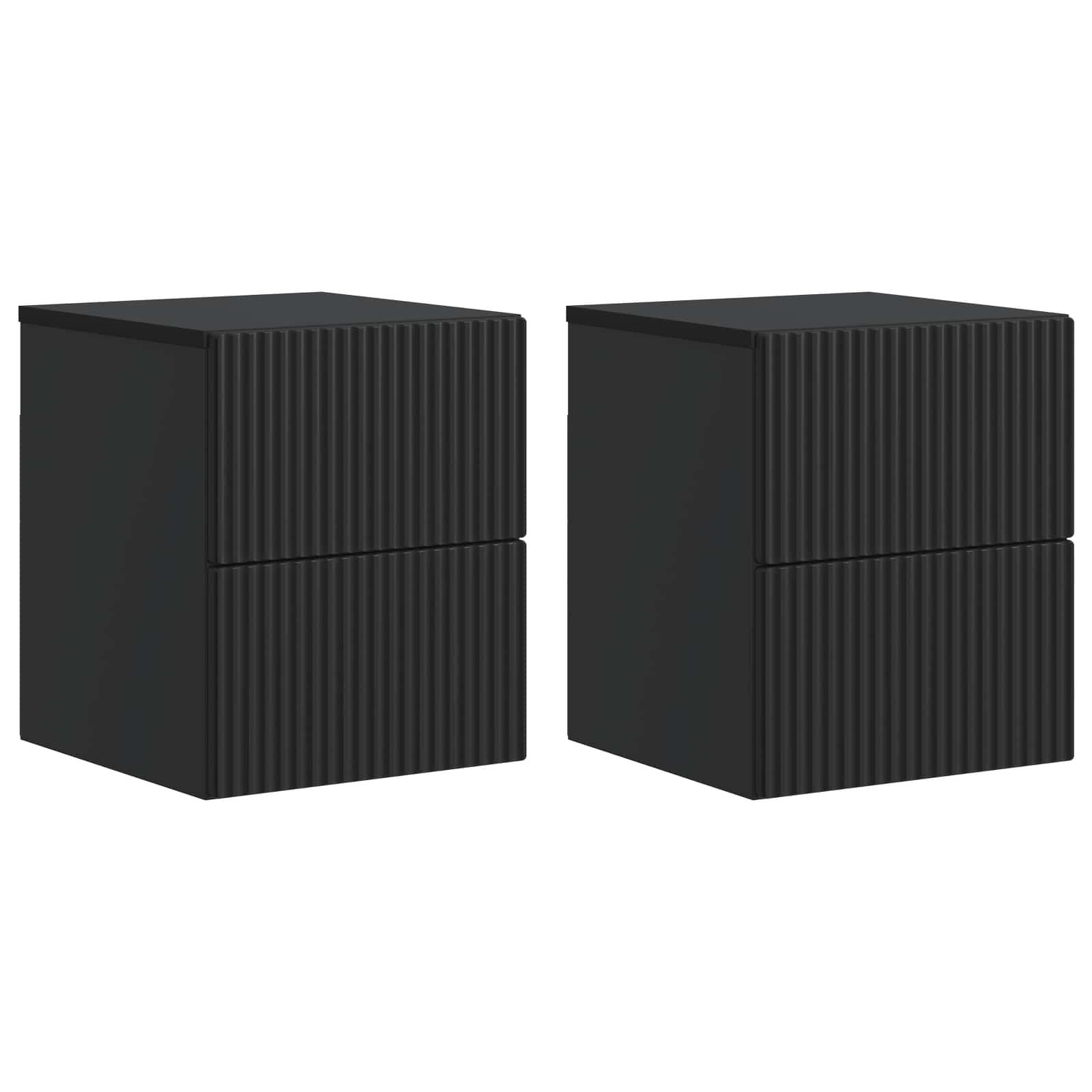 Væghængt Natbord 2 stk Sort 33 x 34,5 x 40 cm Konstrueret træ billede