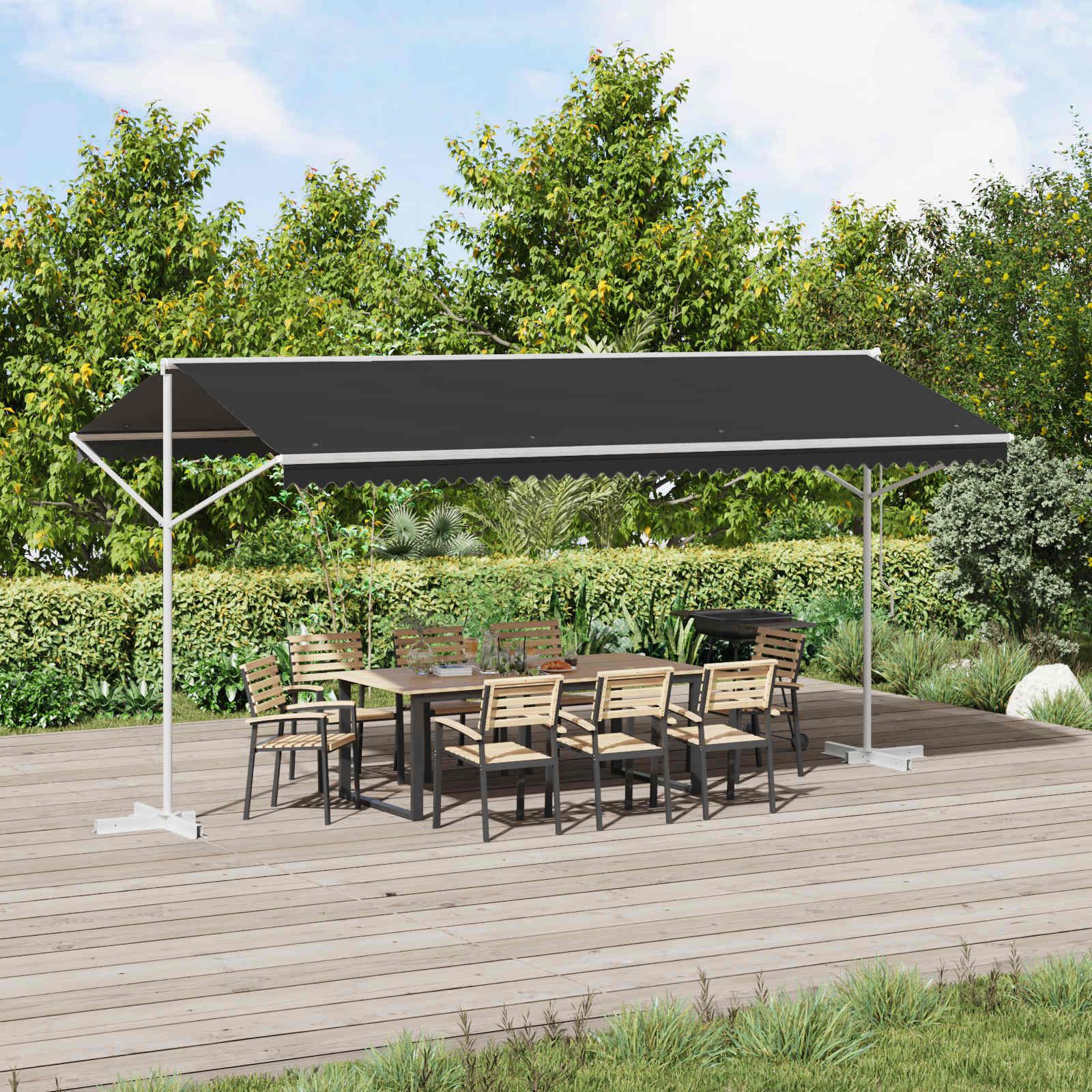 Fritstående markise Antracit 5 x 3 m Polyester billede