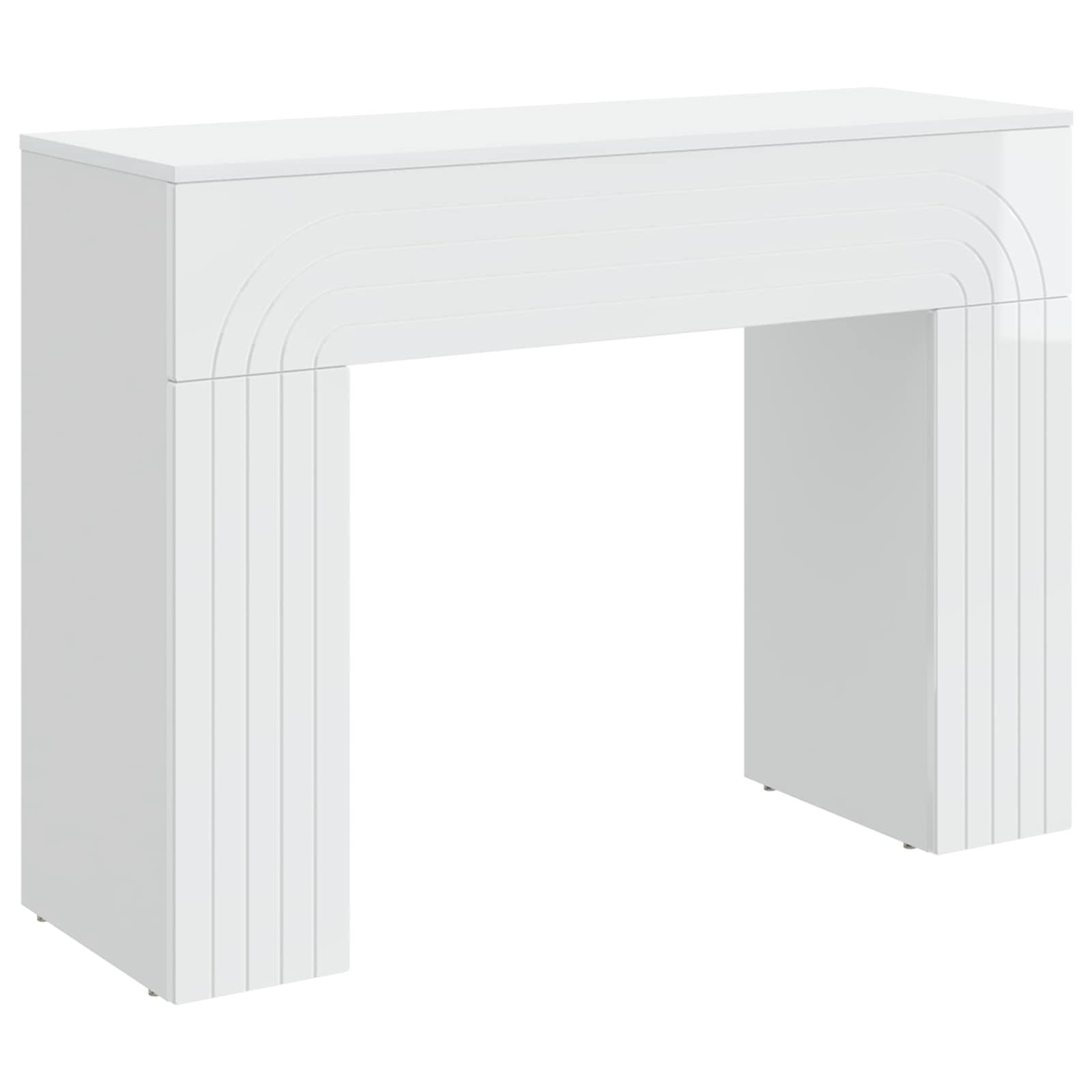 Sofabord Hvid højglans 102 x 35 x 75 cm Konstrueret træ billede