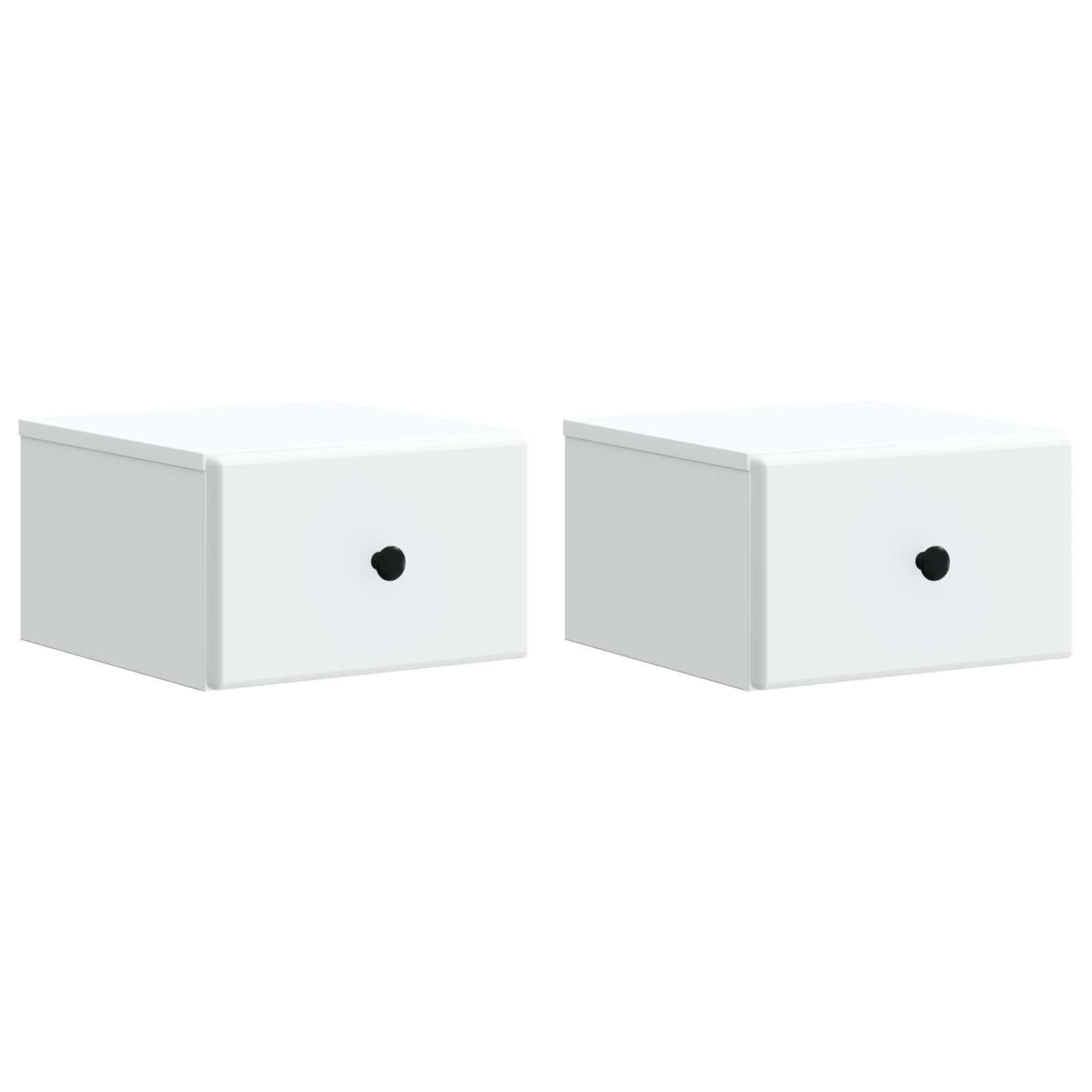 Væghængt Natbord 2 stk Hvid 34,5 x 33 x 20 cm Konstrueret træ billede
