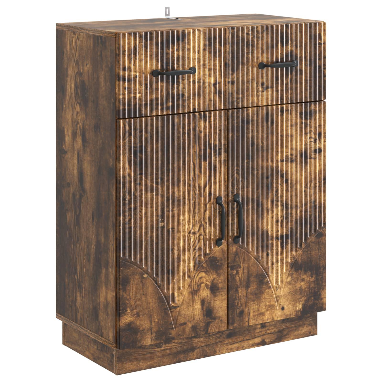 Sidebord med skuffe Røget eg 66 x 34,5 x 87 cm Konstrueret træ billede