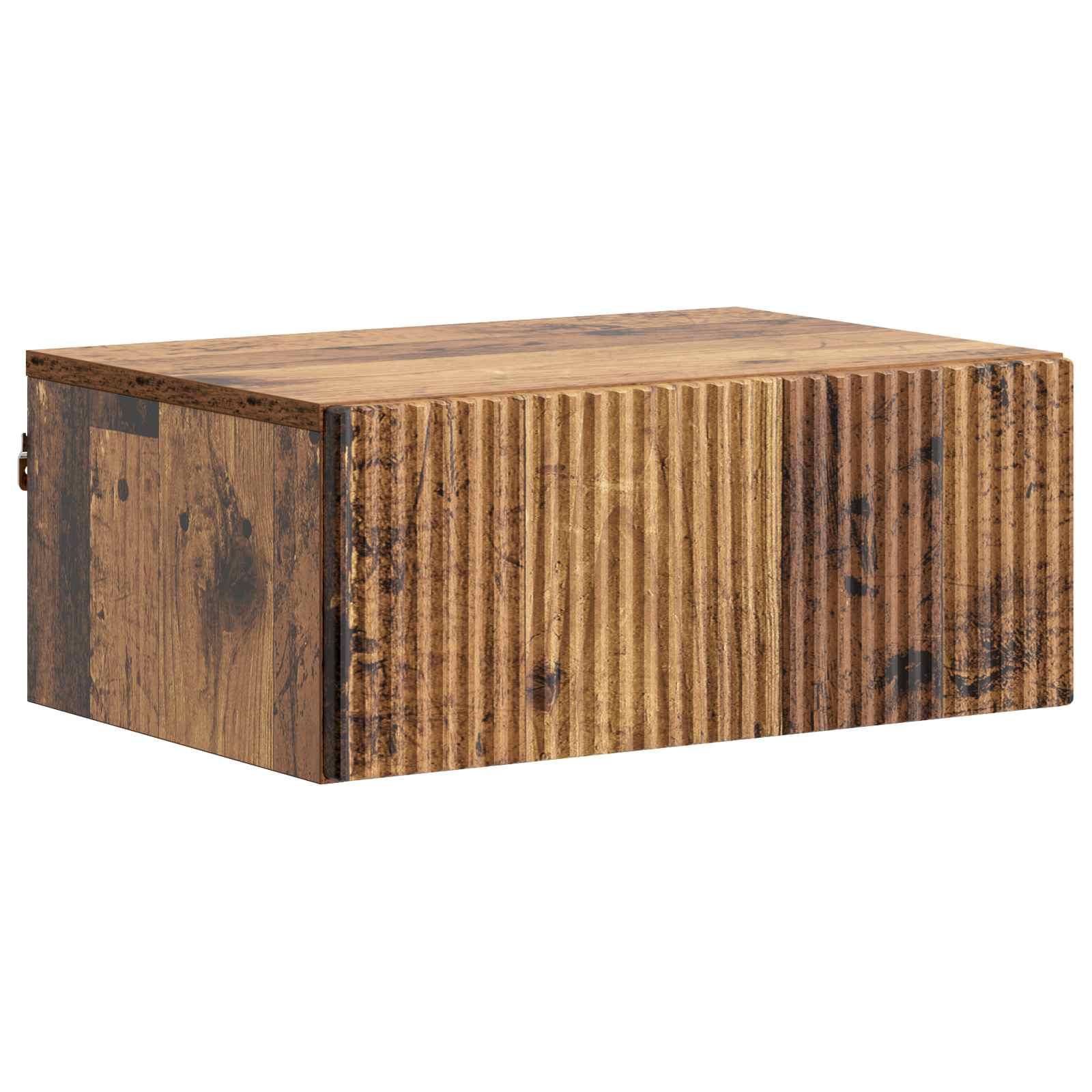 Væghængt Natbord Gammelt træ 49 x 34,5 x 20 cm Konstrueret træ billede