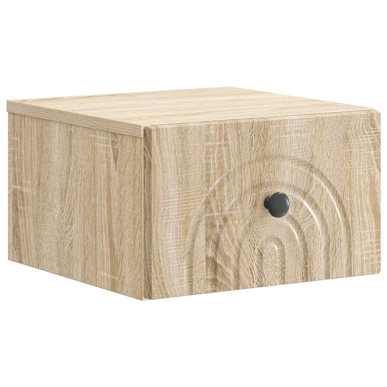 Væghængt Natbord Sonoma-eg 33 x 34,5 x 20 cm Konstrueret træ billede