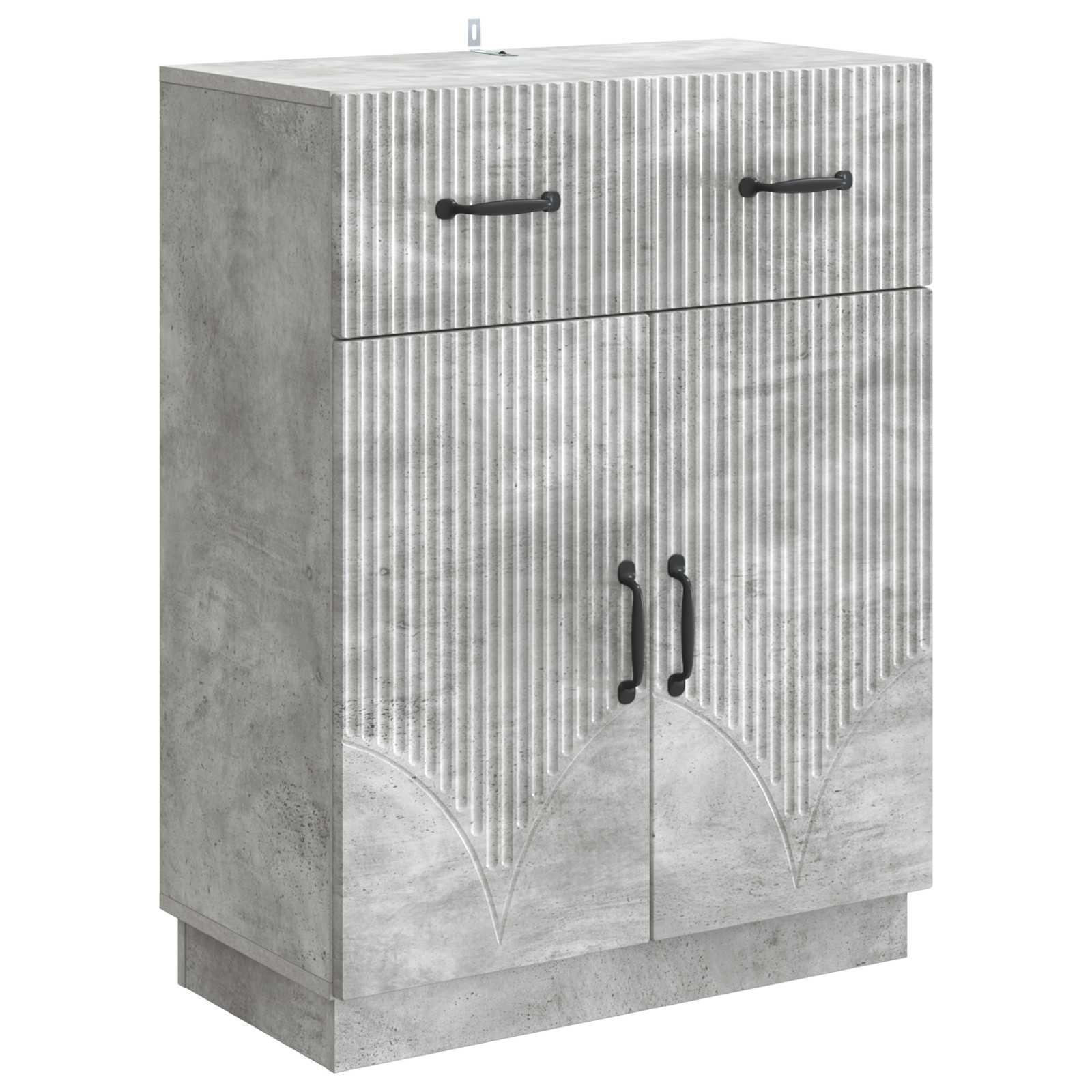 Sidebord med skuffe Betongrå 66 x 34,5 x 87 cm Konstrueret træ billede