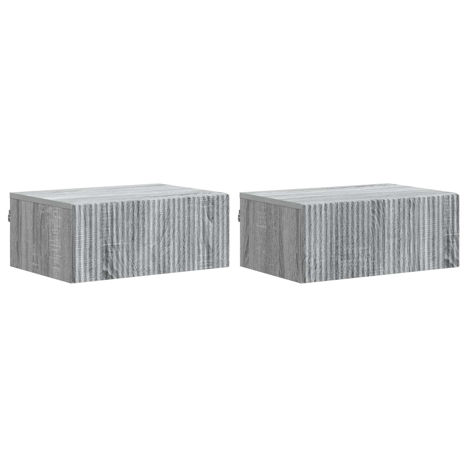 Væghængt Natbord 2 stk Grå sonoma-eg 49 x 34,5 x 20 cm billede