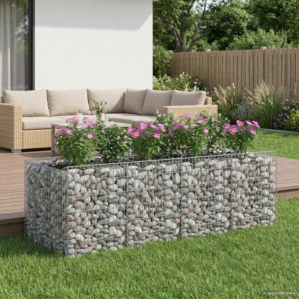 Gabion højbed 2 stk Sølv billede