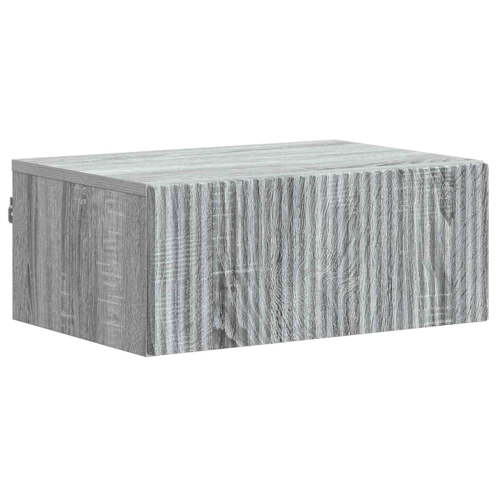 Væghængt Natbord med skuffe Grå sonoma-eg 49 x 34,5 x 20 cm billede