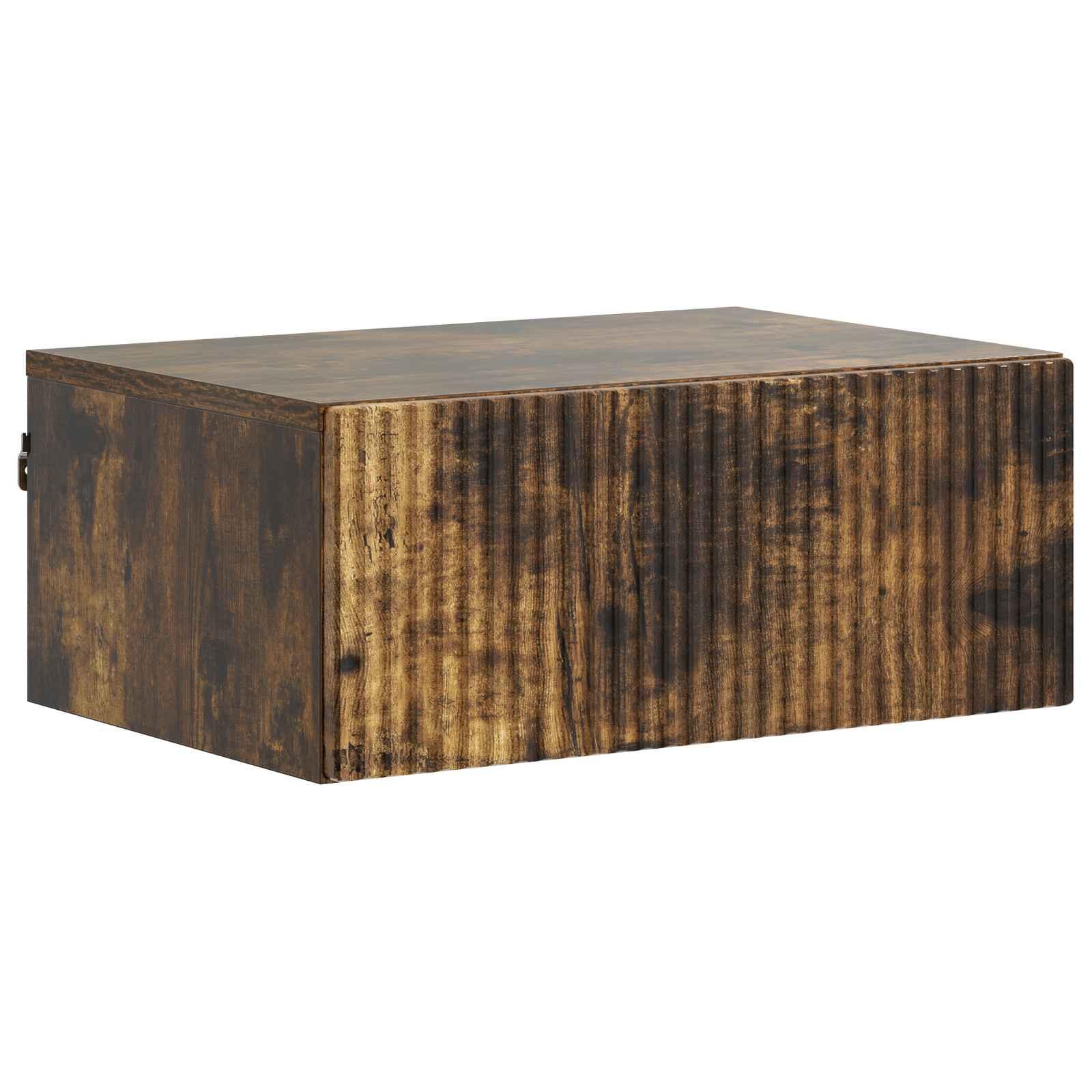 Væghængt Natbord Røget eg 49 x 34,5 x 20 cm Konstrueret træ billede