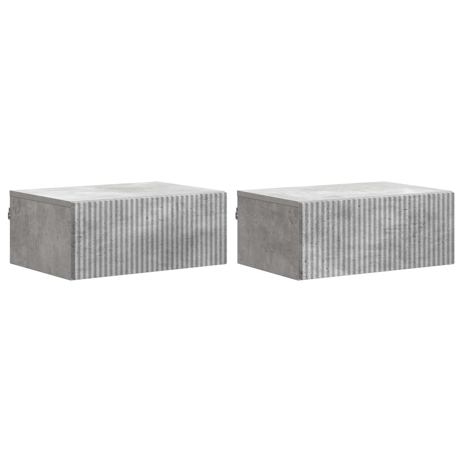 Væghængt Natbord med skuffe 2 stk Betongrå 49 x 34,5 x 20 cm billede