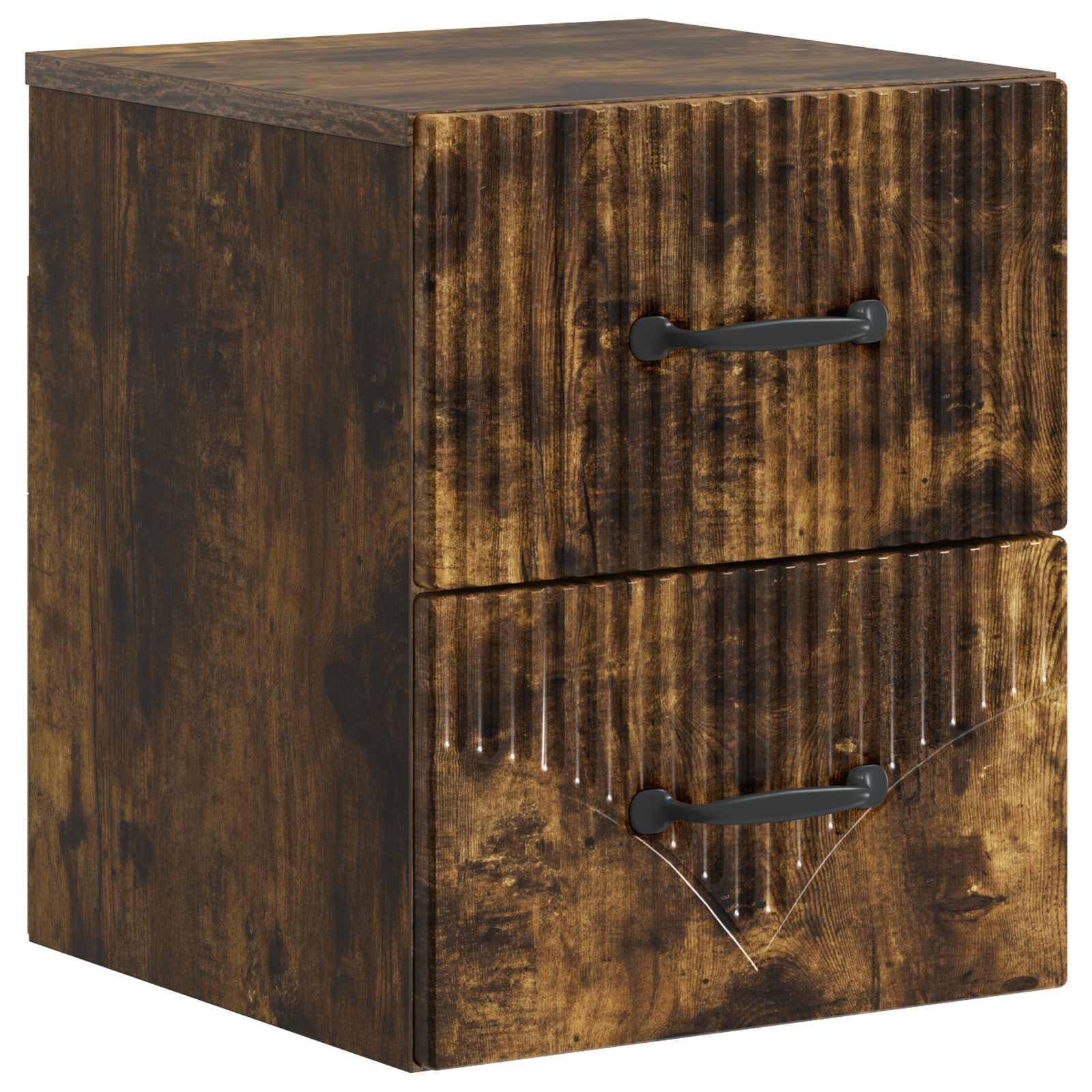 Væghængt Natbord Røget eg 34,5 x 33 x 40 cm Konstrueret træ billede