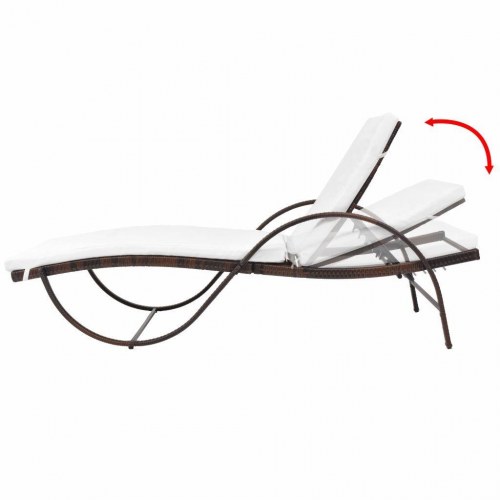 Liggestole 2 stk. med bord polyrattan brun