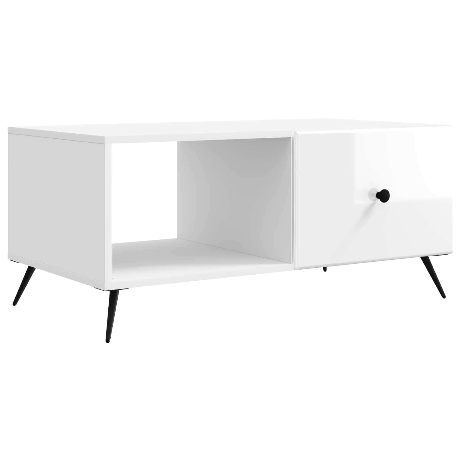Sofabord Hvid højglans 90 x 50 x 40 cm Konstrueret træ billede