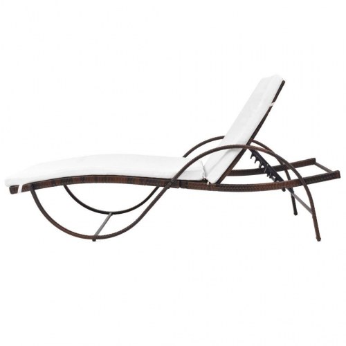 Liggestole 2 stk. med bord polyrattan brun
