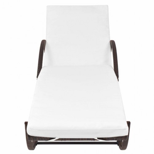Liggestole 2 stk. med bord polyrattan brun