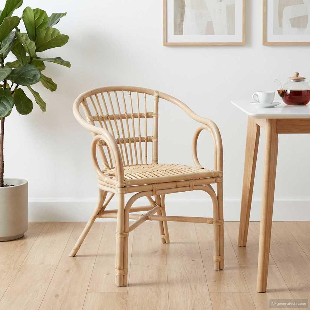 Staplestol Naturfarvet 58 x 60 x 81 cm Rattan billede