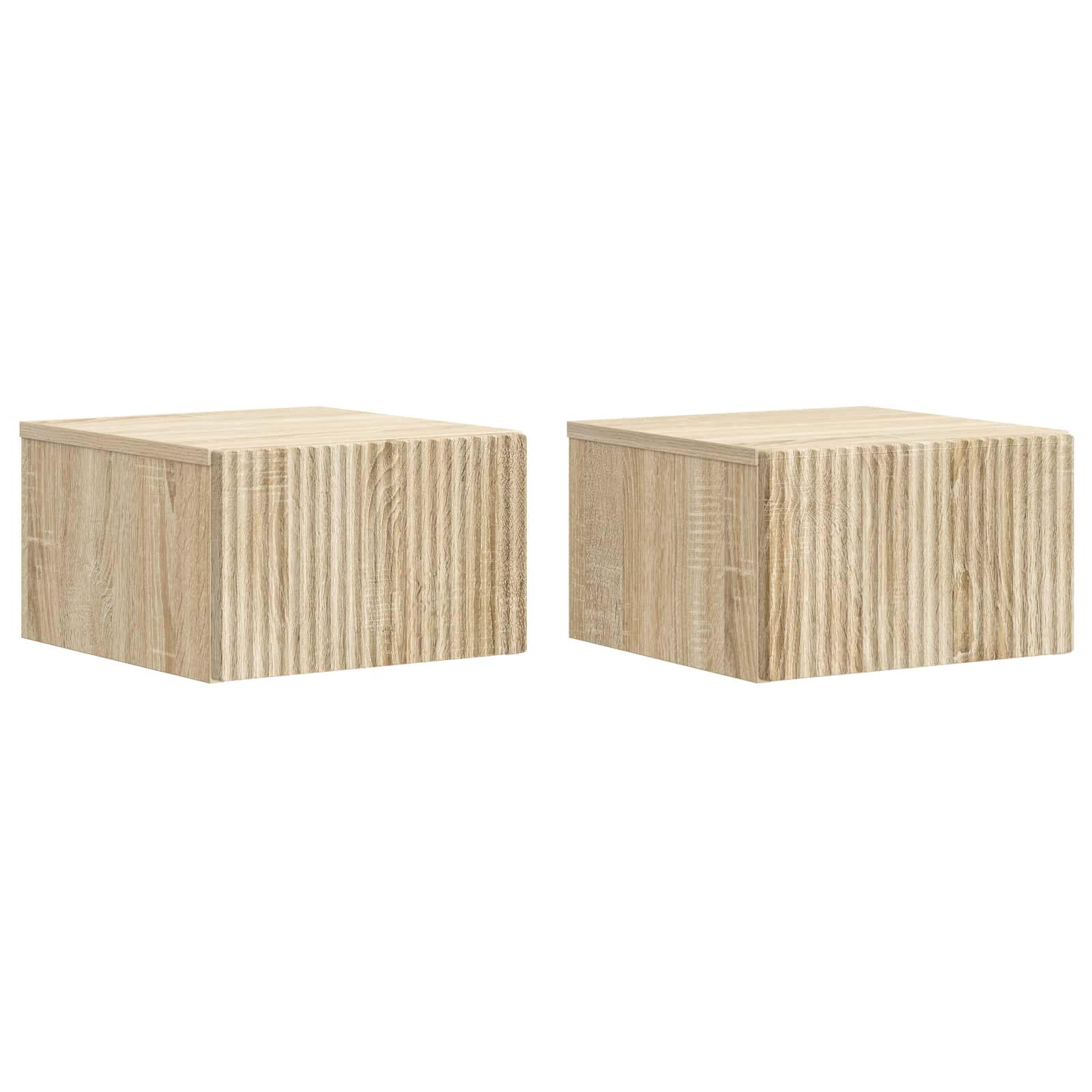 Væghængt Natbord med skuffe 2 stk Sonoma-eg 33 x 34,5 x 20 cm billede