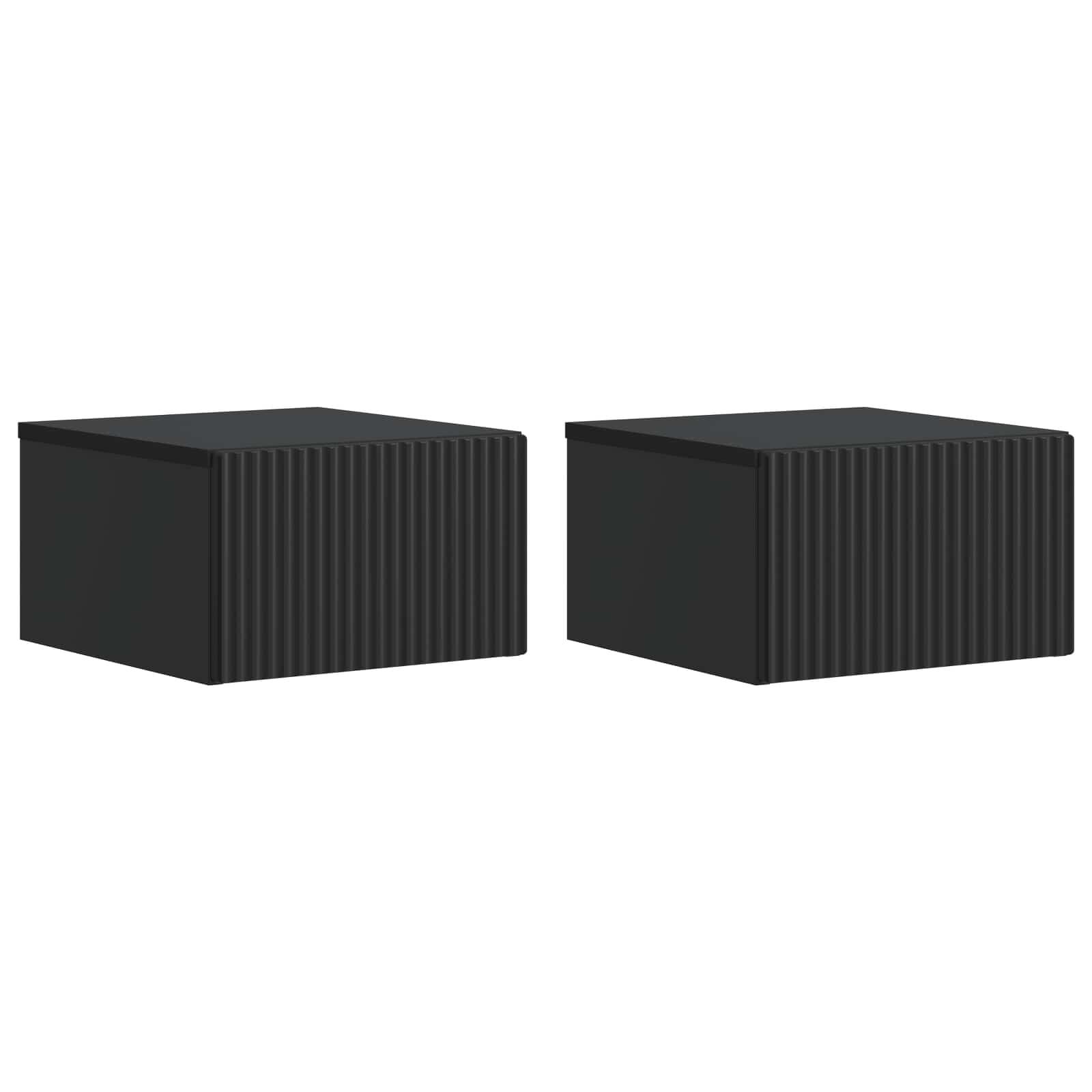 Væghængt Natbord 2 stk Sort 33 x 34,5 x 20 cm Konstrueret træ billede